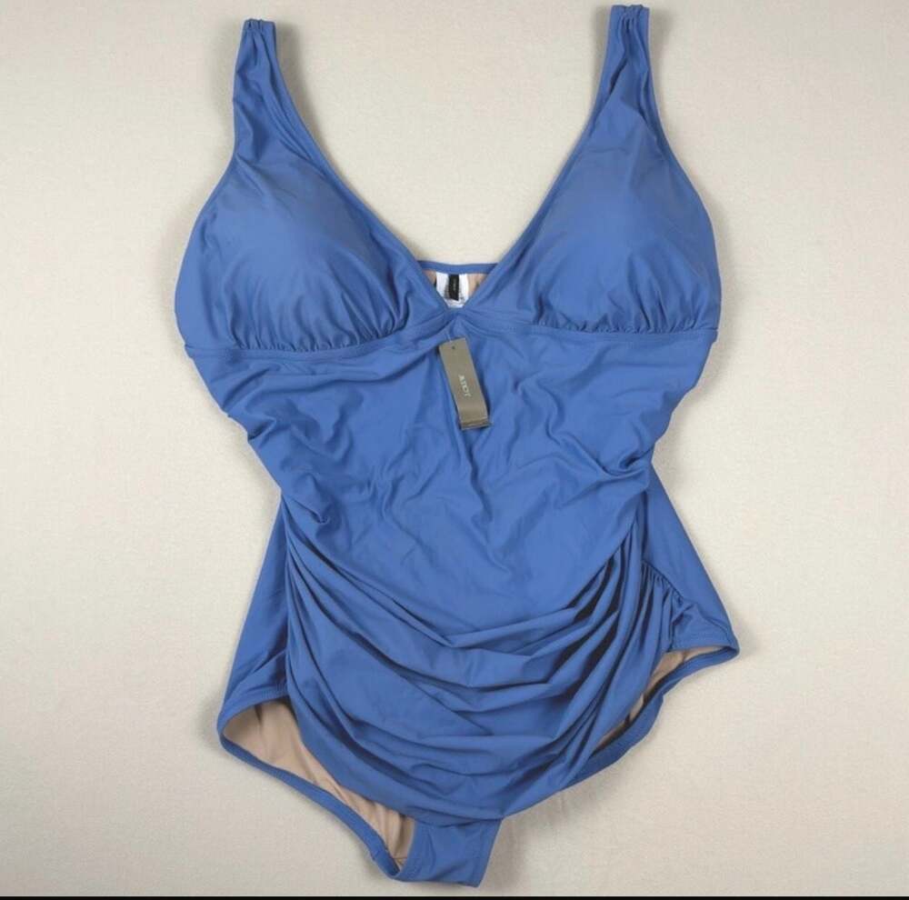 J.Crew Ruched One-Piece Swimsuit Blue Size 24 Style B6819 NWT